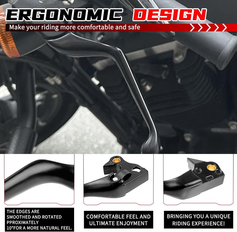 MOCODUO Motorcycle Brake Clutch Levers Hand Lever Set for Harley Sportster XL 883 1200 Control Hand Lever Replacement Accessories Parts 2004-2013 Black - Image 3